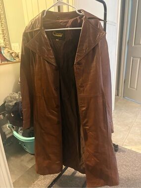 Condor Brown Leather Trench Coat - Women's Long Coat
